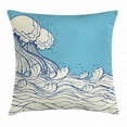 thumbnail image 1 of Nautical Throw Pillow Cushion Cover, Abstract Doodle Style Wave in the Ocean Sea Soft Color Palette Marine Life Image, Decorative Square Accent Pillow Case, 16 X 16 Inches, Cream Blue, by Ambesonne, 1 of 2