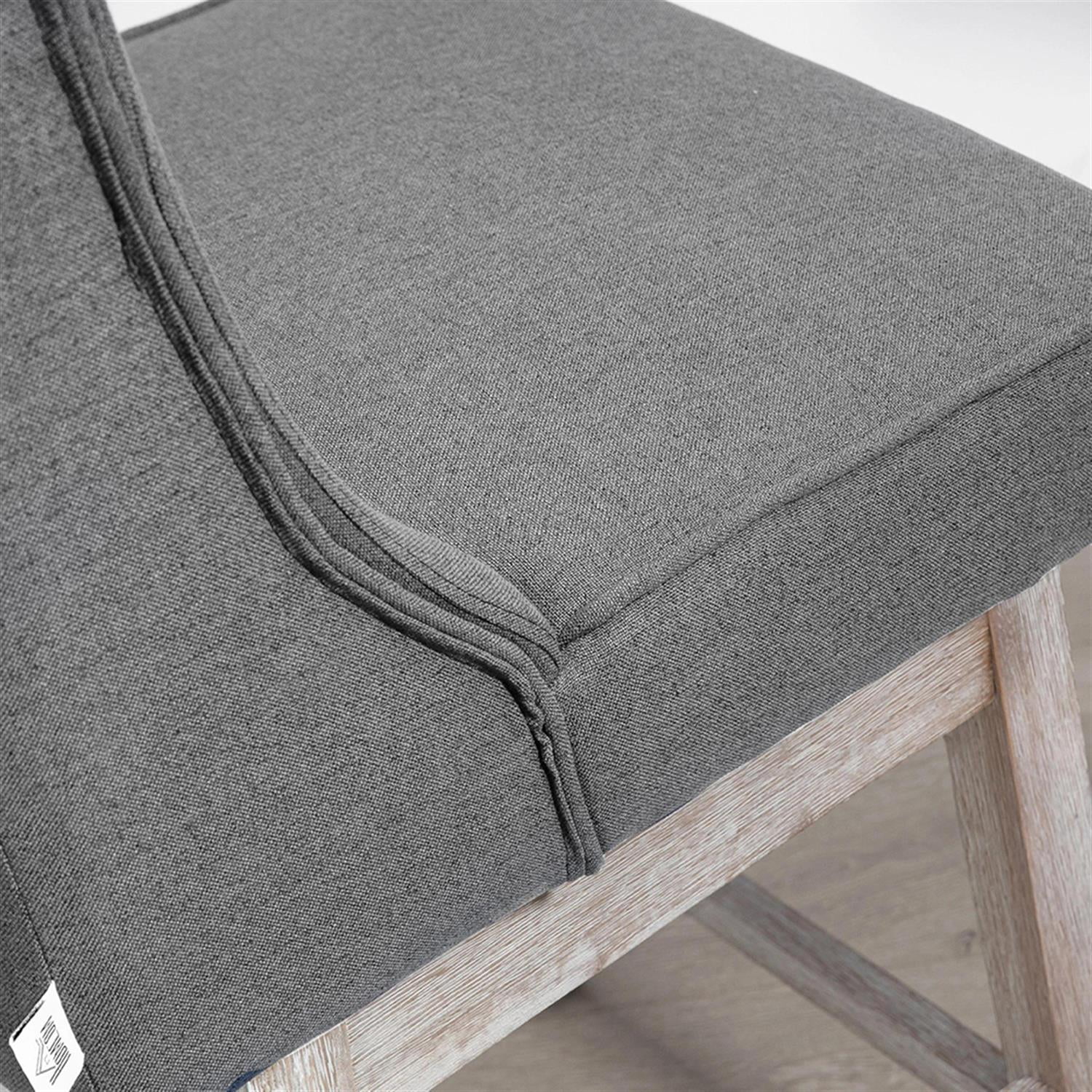 Demi Bonn 180 Degree Swivel Bar Stool Set of 2, Modern Cushioned Bar 27" Seat Height Stool with Linen Upholstery, Button Tufted Back and Solid Wood Legs, Gray