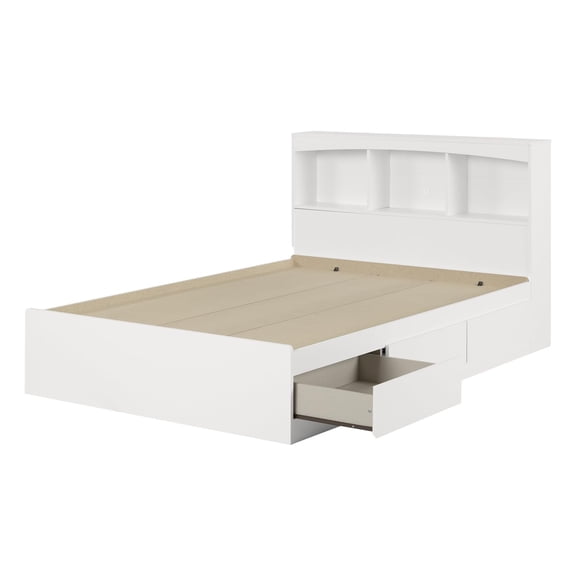 Pemberly Row Modern Wood Full Bookcase Storage Bed in Pure White