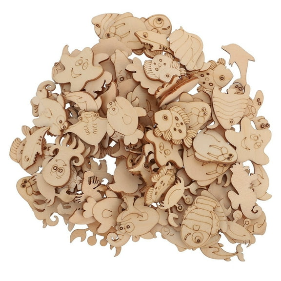 200 Pcs Animals Marine Life Wood Chips Unique Adornments