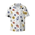 thumbnail image 2 of Lsque Rocket Planets print Men's Cuban Collar Short Sleeve Shirt Summer Beachwear Casual Button Down Fashionable Vacation Leisure Shirt-X-Large, 2 of 7