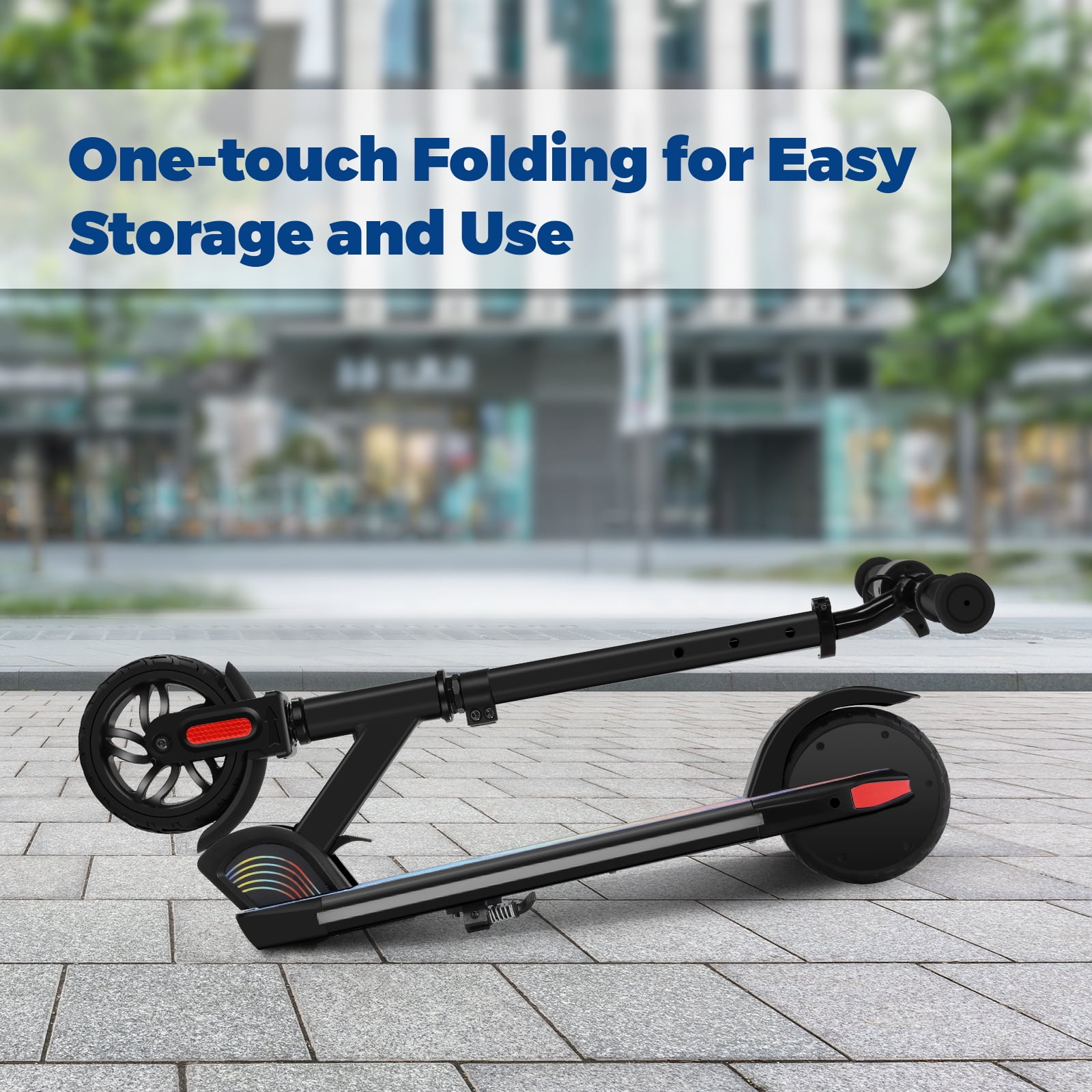SANOPY E32/E35 Electric Scooter for Kids, Max 10 Mph & 7 Miles, 150W Kids Electric Scooter Ages 6-12, Colorful LED Lights, Portable E Scooter Boys & Girls,UL2272 Certified, Blue