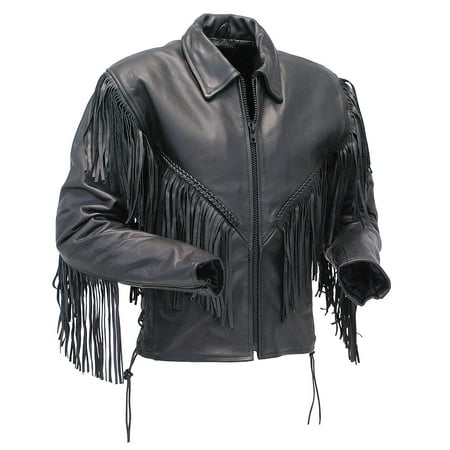 - V Fringed Leather Motorcycle Jacket for Women #L452ZFB