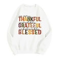 thumbnail image 5 of Thanksgiving Oversize Women Long Sleeve Crewneck Sweatshirts Letter Printed Lightweight Loose Sweatshirts Blouse Top Mens Long Sleeve Shirt Zip Hoodie Pocket Women Knit Sweater Pants Set Front Zip, 5 of 5