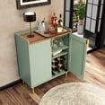 thumbnail image 6 of HLR 32"W Wine Bar Cabinet with 2 Door Fluted Texture, Modern Coffee Cabinet with Rack&Glass Holder,Sage Green, 6 of 12