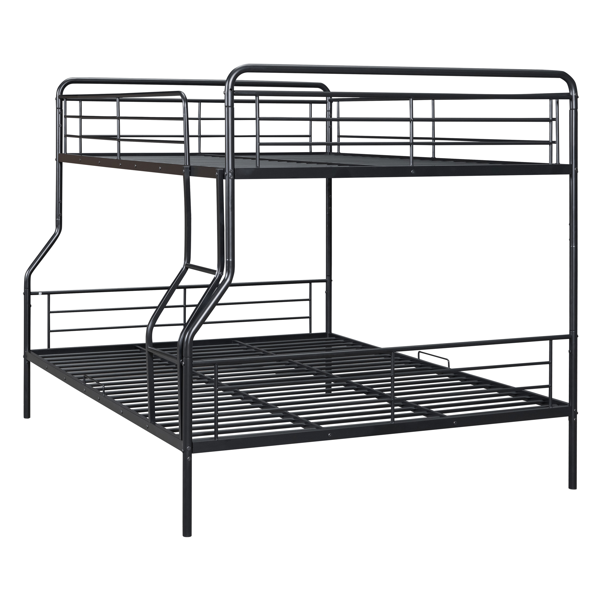 Full XL Over Queen Bunk Bed,Heavy Duty Metal Bed Frame Sturdy Guard Rail for Kids/Adults,Can be Divided Into Two Beds,Black