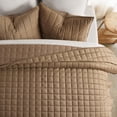 thumbnail image 2 of EVERGRACE Pearl Velvet Quilt King Size Bedding Sets, Luxurious Soft Velvet Comforter Set, Lightweight Box Stitching Oversized Bedspread Coverlet for All Season, with 2 Shams, Camel, 2 of 8