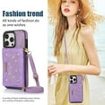 thumbnail image 5 of Dteck Wallet Case for iPhone 16 Pro Max, Crossbody Strap PU Leather RFID Blocking Credit Card Holder Card Cases Women Girl with Adjustable Lanyard for iPhone 16 Pro Max, Purple, 5 of 9