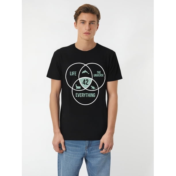 Respuesta a todo Universo Vida Círculo divertido Camiseta gráfica de manga corta para hombre Colección Camiseta negra para adultos, hombres, mujeres, adolescentes, jóvenes