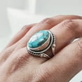 thumbnail image 3 of Natural Blue Copper Turquoise Ring, Turquoise Ring, December Birthstone, Bohemian Ring, 925 Sterling Silver, Womens Ring, Christmas, Thanksgiving, Handmade, Statement Jewelry, Natural Turquoise Ring, 3 of 6