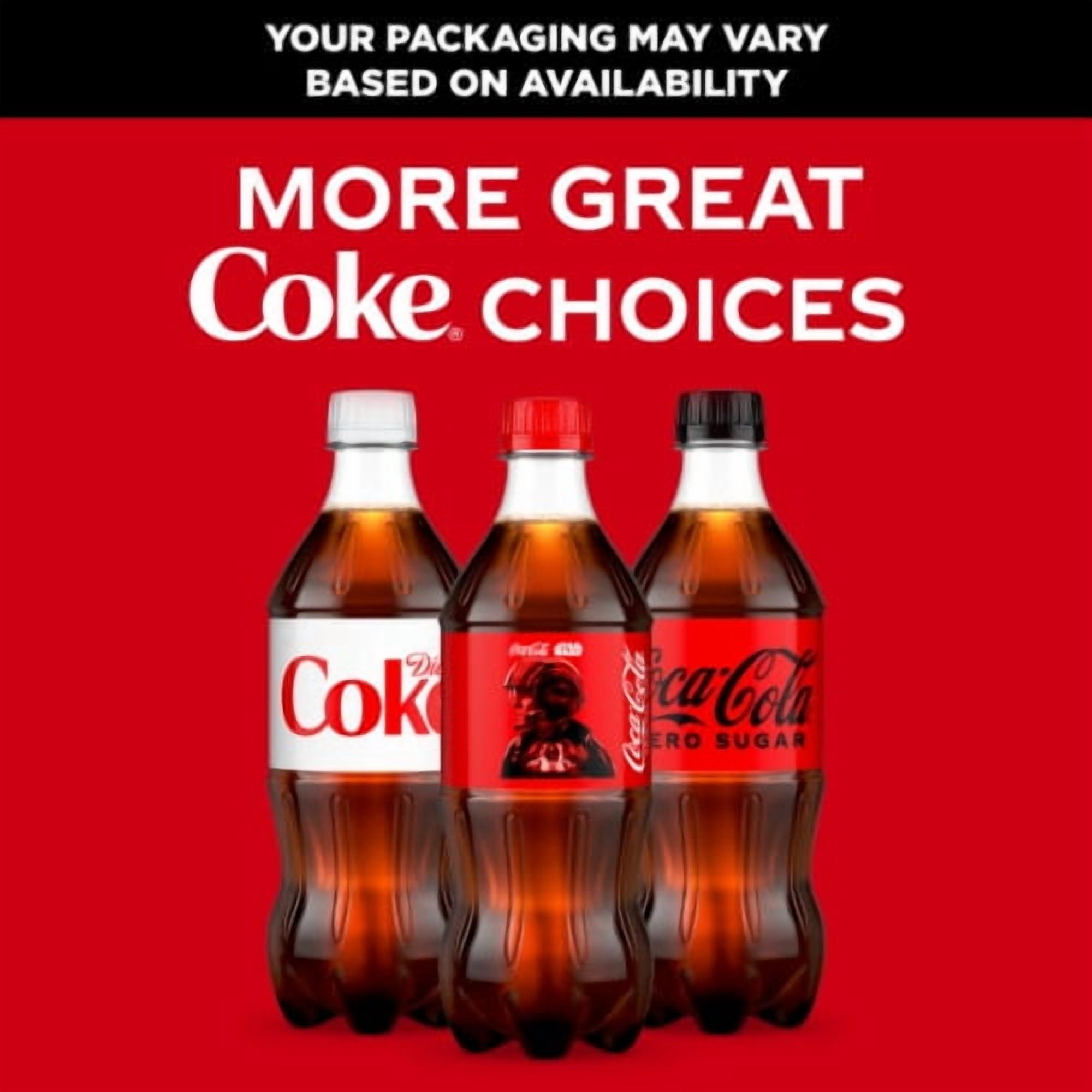 (6 pack) Pack of 2 - Coca-Cola Zero Sugar Soda Bottle 20 fl oz