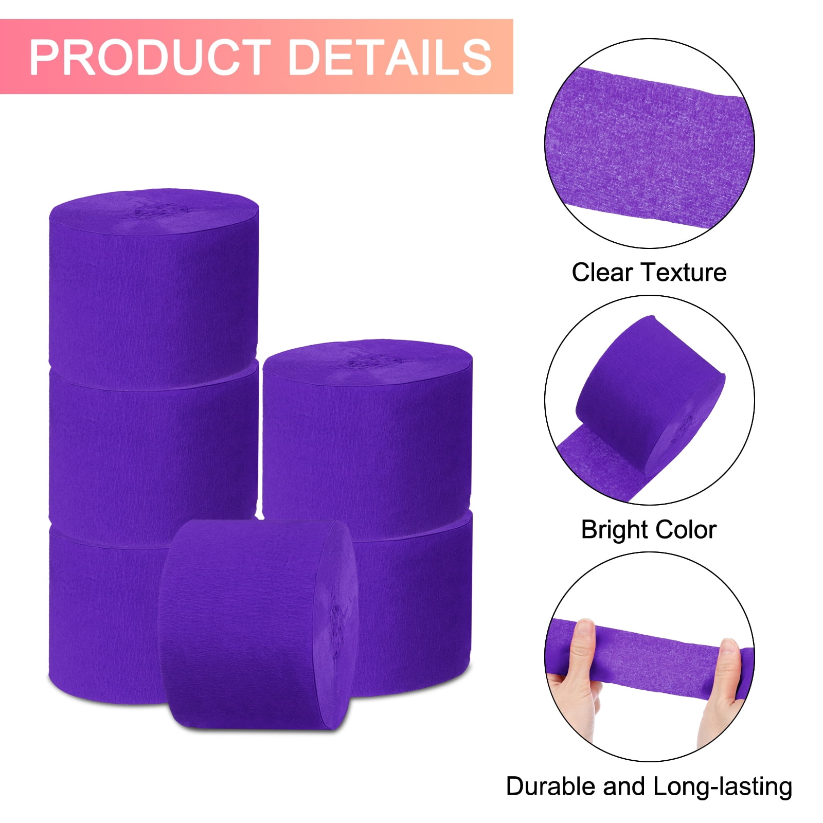 Unique Bargains 10Pcs Crepe Paper Streamers for Party Dark Purple 1.8in x 82ft