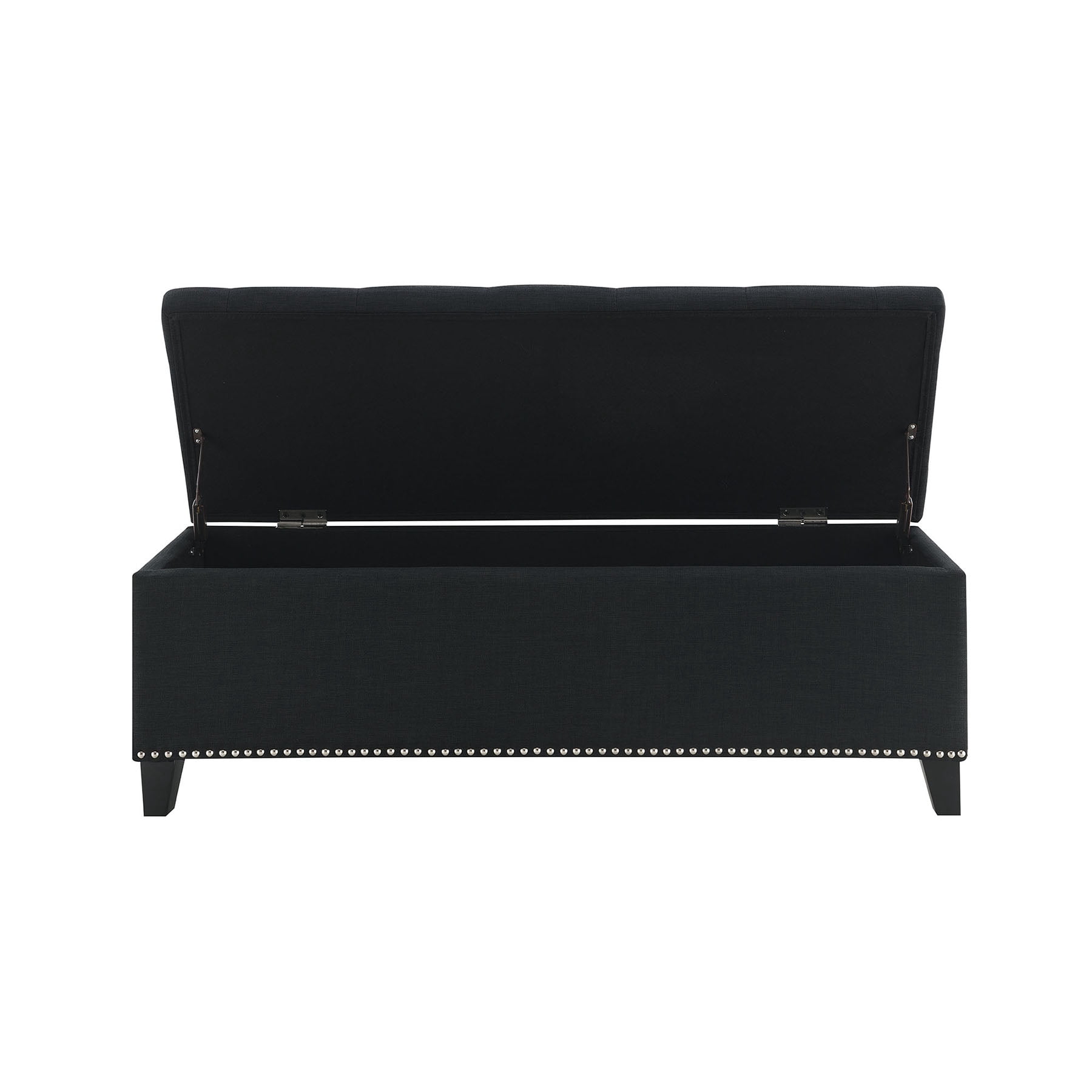 S-HOME Versatile 47.5-Inch Ottoman Storage Seat  with Safety Close Hinge, Teddy Upholstered Ottoman for Home Organization, Black