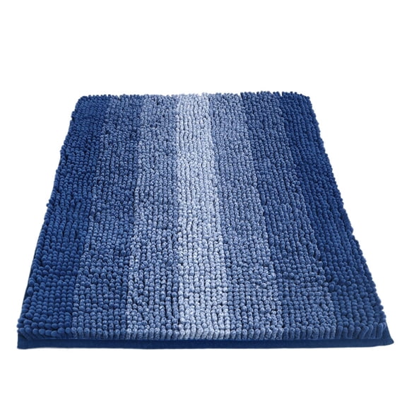 Soft Blue Chenille Bathroom Rug 32" x 20" Non-Slip Water Absorbent Furry Bath Mats Rugs for Bathtub Shower Room Toilet
