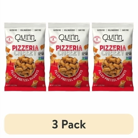 (3 pack) Quinn Pizzeria Cheezy Filled Pretzel Nuggets, Plant Based Gluten Free Snacks, 5.8 oz Bag