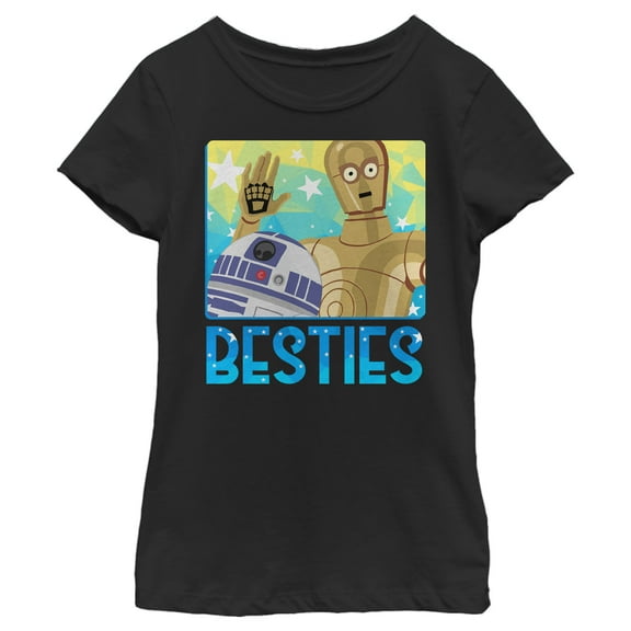 Girl's Star Wars C-3PO and R2-D2 Besties  Graphic Tee Black Medium