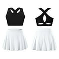thumbnail image 3 of Lejafay Kids Girls 2Pcs Tracksuit Tennis Golf Running Outfits Athletic Sports Bra Tank Tops with Black&White 10, 3 of 6