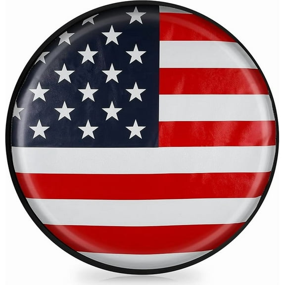 Spare Tire Cover PVC Leather Spare Wheel Cover for RV Trailer with American USA Flag for Camper, RV Trailer, Jeep, Truck, SUV
