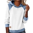 thumbnail image 2 of Heisall Denim Long Sleeve Sweatshirt Long Sleeve Hooded Pullover Top Denim Trim Casual Cozy Soft Lightweight Hoodie Shirt, 2 of 5
