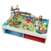 KidKraft Railway Express Wooden Train Set & Table with 79 Pieces and Two Storage Bins
