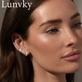 thumbnail image 2 of LUNVKY 6 Pairs 18K White Gold Plated Hoop Earrings for Women with S925 Sterling Silver Post CZ Huggie Hypoallergenic Stud Earring Sets Birthday Christmas Jewelry Gifts Teen Adult Stocking Stuffers, 2 of 5