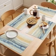 thumbnail image 5 of Yellow Blue Ombre Placemats Set of 6 Abstract Modern Art Fluid Striped Place Mats Indoor Wipeable Table Mats Washable Cloth Dining Table Placemats for Kitchen Holiday Party Home Decor 13x19 Inch, 5 of 9