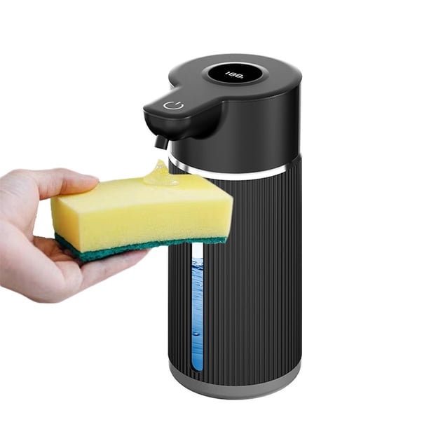 Dispensador de jabón automático sin contacto, volumen para líquido espeso y fino, dispensador de jabón de manos a batería, dispensador de jabón para platos para cocina y baño, dispensador de jabón