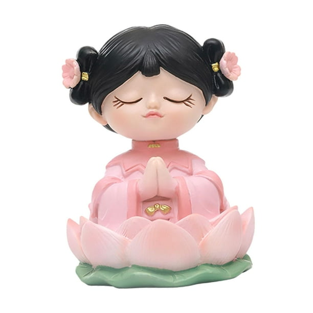 Estatua de niña para decoración del hogar, resina, budista, niña, figura de niña, decoración para Rosa