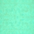 thumbnail image 1 of Ahgly Company Indoor Square Oriental Turquoise Blue Modern Area Rugs, 5' Square, 1 of 4