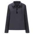 thumbnail image 4 of Timegard Womens Blouses Stand Collar Button Drop Shoulder Tops Fall Dressy Casual Loose Comfy Tops, 4 of 5
