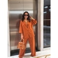 thumbnail image 6 of Casual Blazer Pants Suits for Women Dressy Oversized Long Sleeve Blazer and Wide Leg Pants 2 Piece Outfits Orange XL, 6 of 9