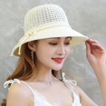 thumbnail image 4 of Sombreros de sol con lazo para mujer, sombrero de paja de ala ancha, protección solar, Panamá, Verano, 4 of 4