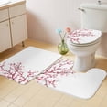 thumbnail image 4 of Pink Cherry Blossom Bathroom Rugs Set Watercolor Spring Red Pink Sukara Flower Brown Branch Non Slip Absorbent Bath Mats 3 Piece Set, U-Shaped Floor Mat, Toilet Seat Cover Large Size, 4 of 9