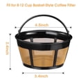 thumbnail image 3 of Reusable Coffee Filter, Basket Coffee Filters 8-12 Cup Replacement Coffee Filter with Stainless Steel Mesh Bottom,2 x coffee filter,black, 3 of 7