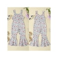 thumbnail image 3 of Yunliwuli Toddler Girl Bell Bottom Jumpsuit Flower Print Square Neck Sleeveless Flare Pants Romper Baby Overalls for Summer, 3 of 10