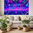 thumbnail image 7 of Neon Style Happy Birthday Banner with Balloons Cake Party Hats Background Backdrop Decor for Birthday Party Celebration Photography Props Decorations, 7 of 7