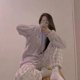 thumbnail image 1 of Conjunto de pijama de franela a cuadros para mujer, a la moda ropa de dormir, térmica, gruesa, de felpa, a prueba de viento, para exteriores, estilo japonés, 1 of 4