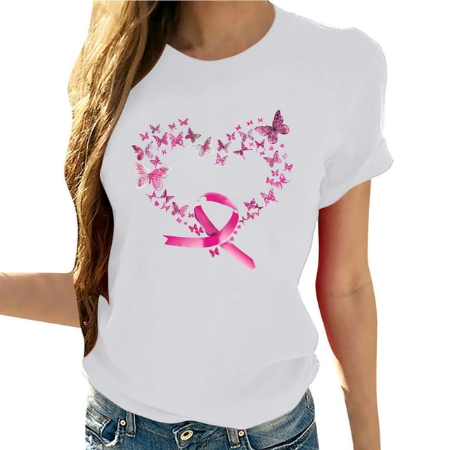 Yhmxh T-shirts pour Femmes Col Rond Imprimé Poitrine Manches Courtes T-shirt Hauts d'Été pour Femmes Manches Courtes Chemises d'Été sous-Vêtements T-shirts pour Femmes