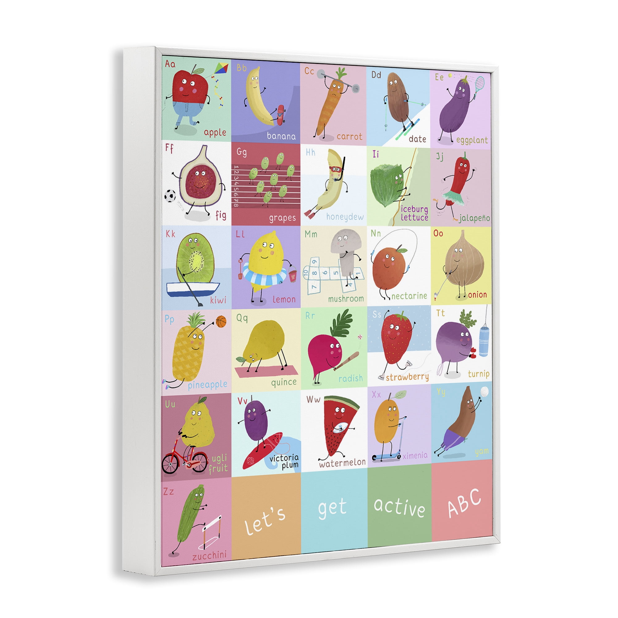 Stupell Industries Let's Get Active ABC's White Framed Giclee Art, design by Carla Daly