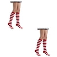 thumbnail image 2 of Sonducket 1 par de calcetines a rayas hasta la rodilla con corazón cálido, medias de moda fáciles de combinar para disfraz de fiesta, rayas rojas y rayas blancas rojas 2piezas Sonducket CBP289145, 2 of 6
