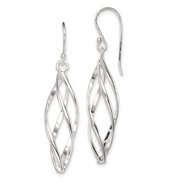 Boucles d'Oreilles Pendantes Longues Torsadées en Argent Sterling 925
