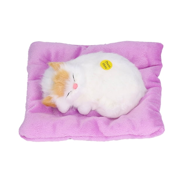 Sleeping Cat Toy, Comfortable Toy Cats Simulation Interactive With Sound For Home Decoration Grey Cat Shape,Yellow Ear Cat Shape,All White Cat Shape,Black And White Cat Shape