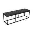 thumbnail image 4 of Benjara Ali Ottoman Bench- Open Metal Frame- Gray Tufted Faux Leather 52 Inch, 4 of 6