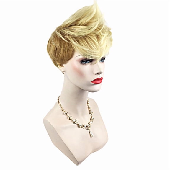 Fashionable synthetic fiber wig yellow side-parted short curly multi-layered wig