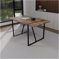 thumbnail image 6 of 55 Inch Modern Industrial Dining Table Set with 4 Suede Chairs, Grey Brown MDF Top and Black Metal Base, 6 of 10