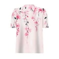 thumbnail image 4 of Ladies Puff Sleeve Tops Trendy Floral Printed Crew Neck Short Sleeve Shirts Summer Dressy Casual Business Blouses (XL, Multicolor 1), 4 of 5