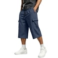 thumbnail image 3 of Shorts for Mens Athletic Pants Oversized Casual Solid Color Elastic Waist Drawstring Multi-Pocket Casual Sports Capris, 3 of 9
