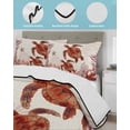 thumbnail image 3 of Quilt King Size Bedding Set, Ocean Red Turtles Reversible Summer Quilt 3 Pieces, Coastal Coral Vintage Seagrass Flowers Lightweight Bedspreads Coverlets with 2 Pillow Shams for All Seasons, 3 of 5