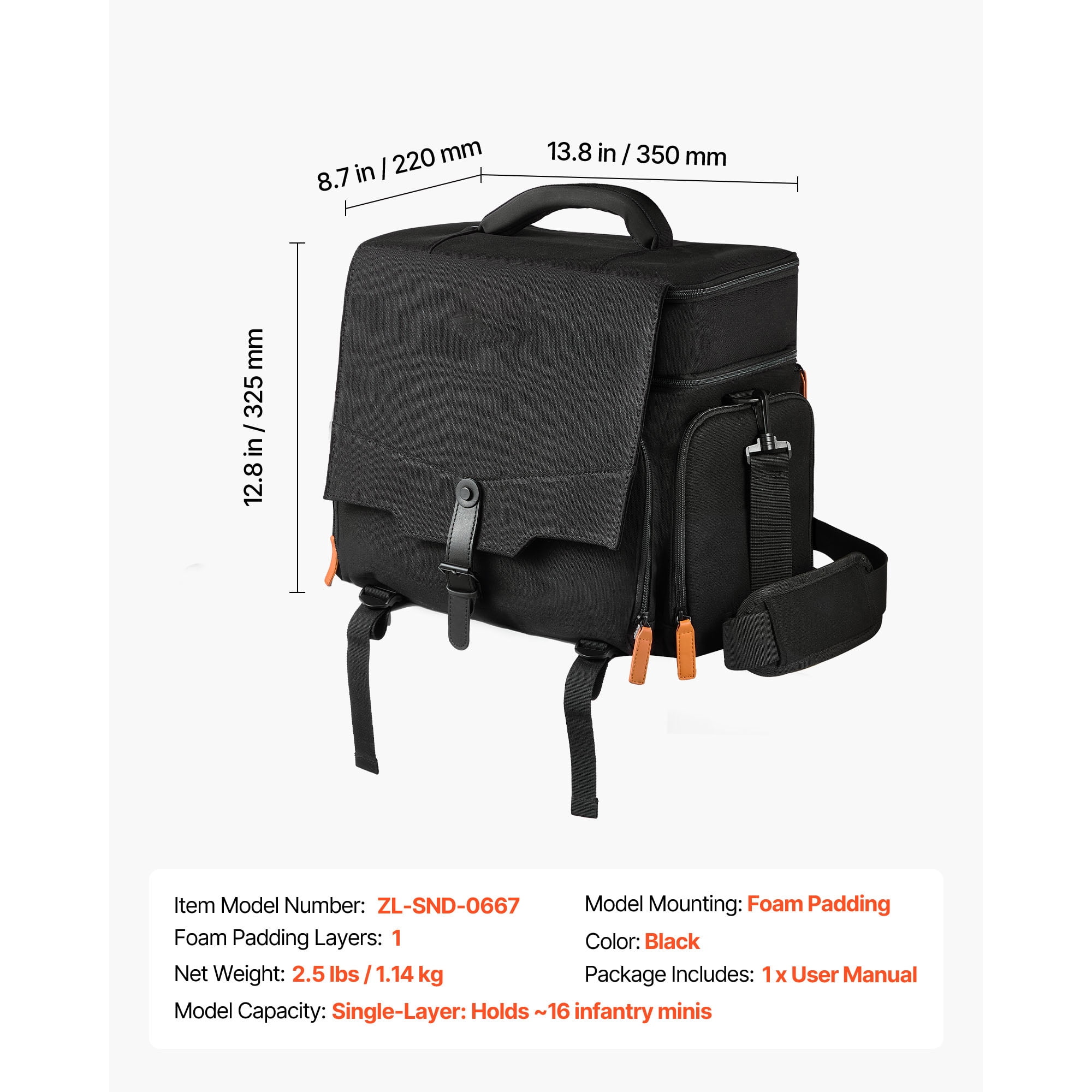 KFFKFF Miniature Storage and Transport Bag, Holds 16 Infantry Figures, Carrying Case with Handle & Adjustable Shoulder Strap, Includes Foam Layer for Ample Storage (Figures Not Included)