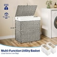 thumbnail image 2 of Rolanstar 90L Laundry Hamper Wicker Laundry Basket with Lid, Handles Clothes Hamper Foldable with 2 Removable Liner Bags, Gray, 2 of 8